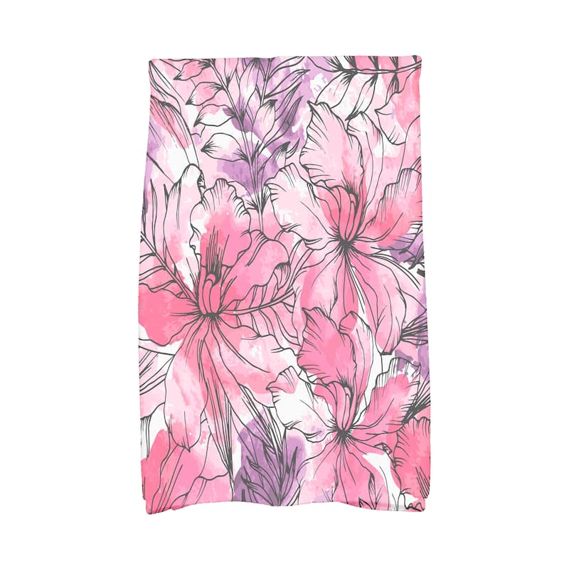 18 x 30 Inch Zentangle Floral Print Kitchen Towel - Pink