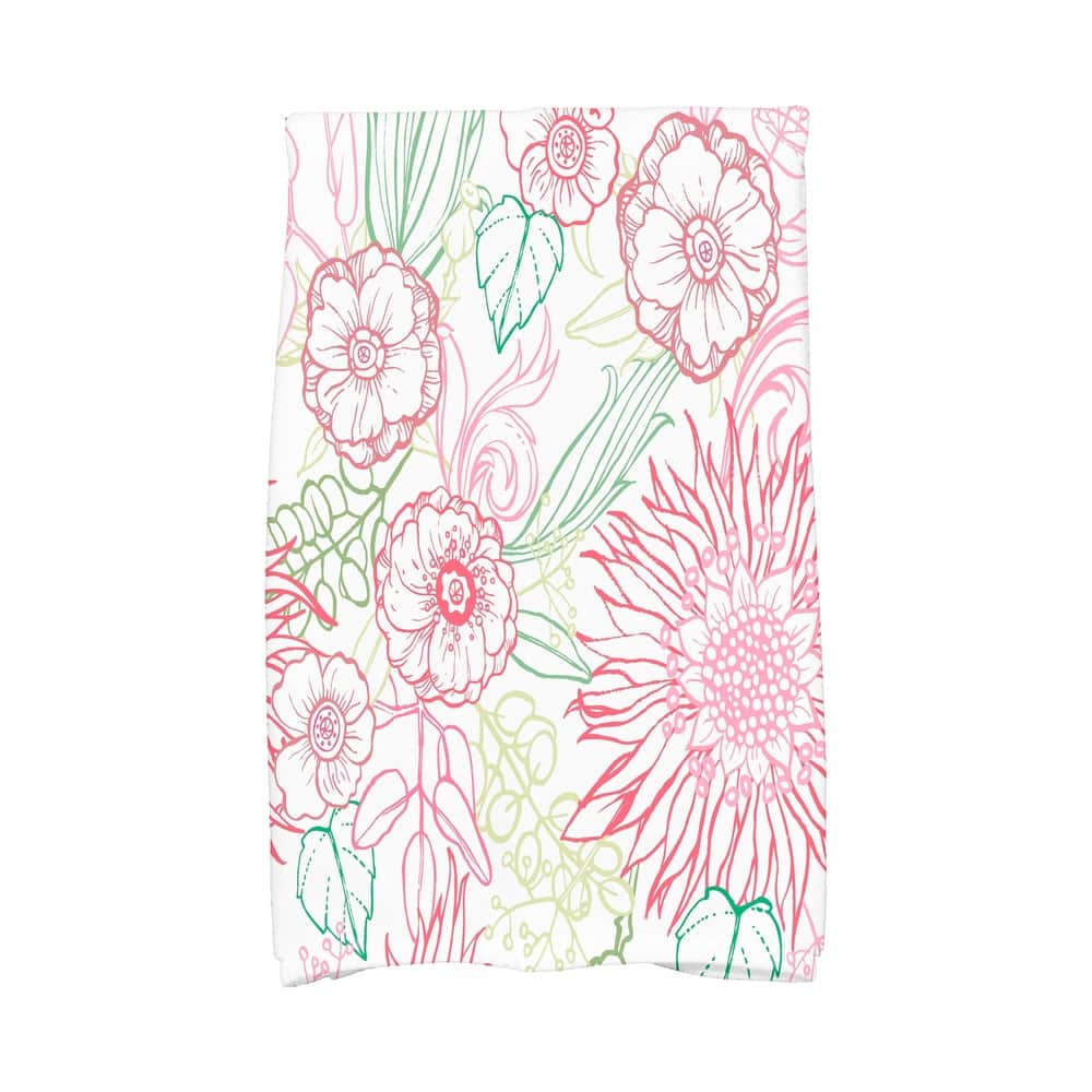 18 x 30 Inch Zentangle 4 Color Floral Print Kitchen Towel