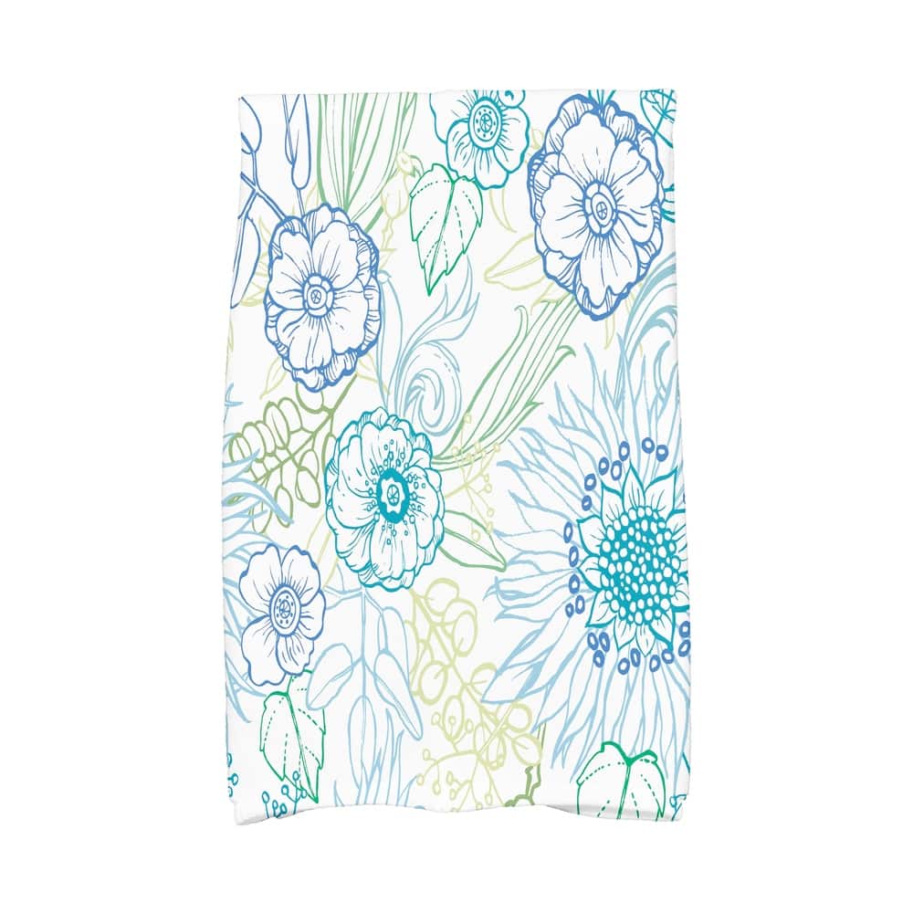18 x 30 Inch Zentangle 4 Color Floral Print Kitchen Towel