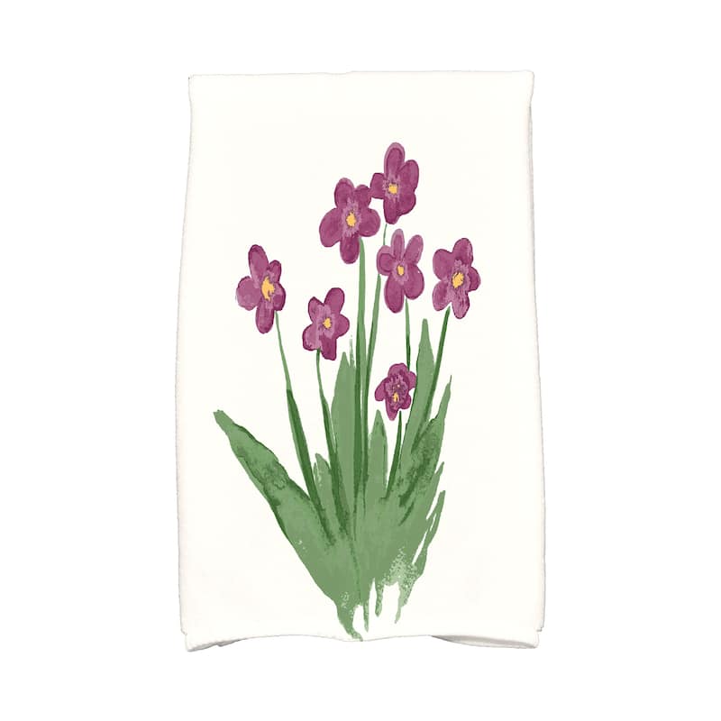 18 x 30 inch Pretty Little Flower Kitchen Towel - Purple