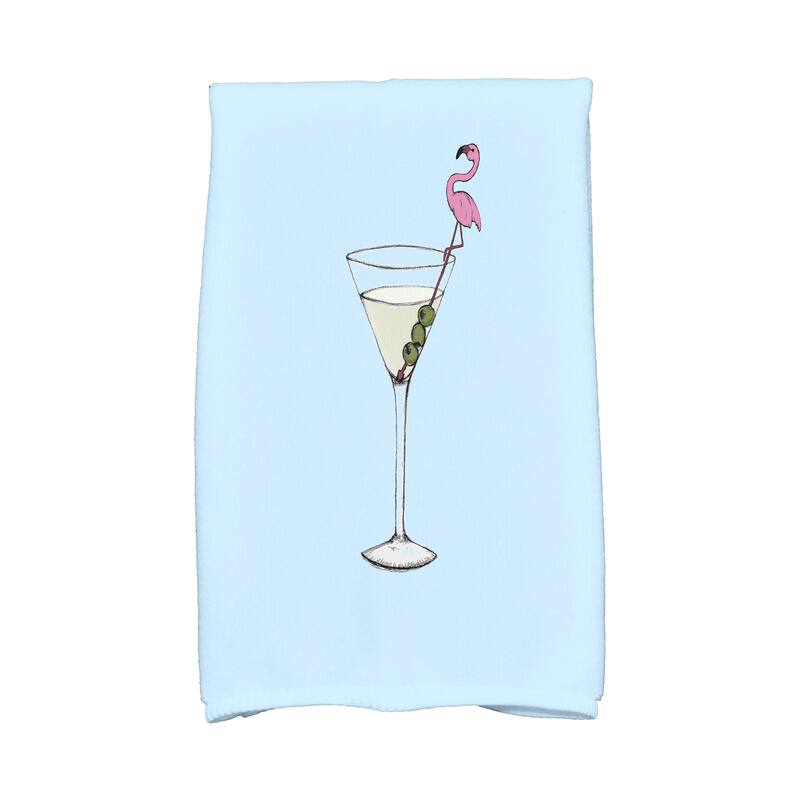 18 x 30 inch Martini Glass Flamingo Geometric Print Kitchen Towel - Blue