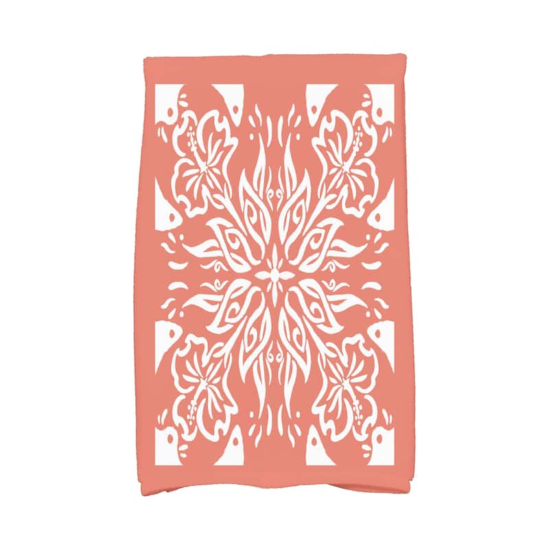 18 x 30 Inch Cuban Tile 3 Geometric Print Kitchen Towel - Orange