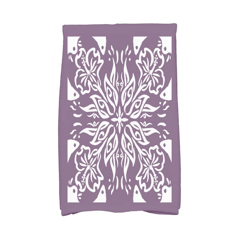 18 x 30 Inch Cuban Tile 3 Geometric Print Kitchen Towel - Purple