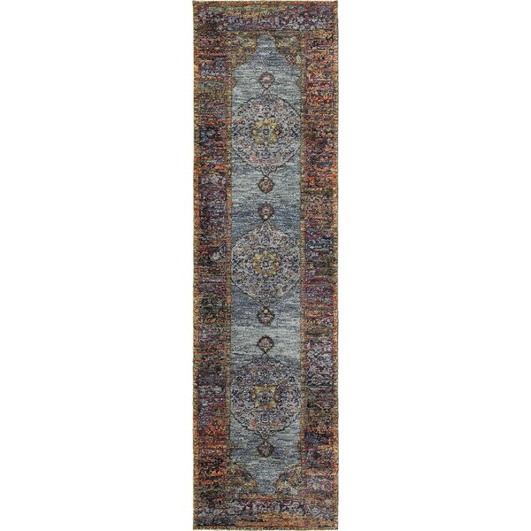 Shop Gracewood Hollow Morris Medallion Blue/ Multi Runner Rug 2'6" x