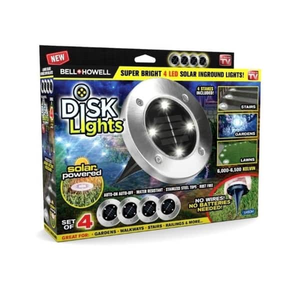 Bell Howell Disk Lights Solar Powered LED Outdoor Lights - 4 lights - 4 lights