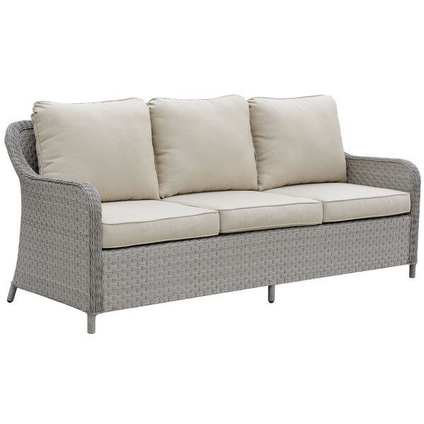 Shop Furniture of America Dyla Contemporary Grey Wicker Patio Sofa ...