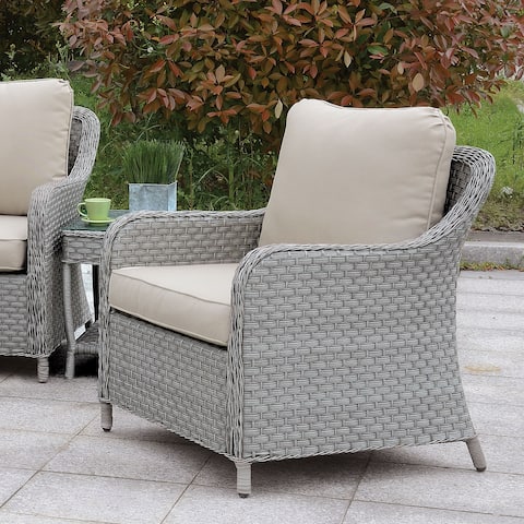 Furniture of America Dyla Contemporary Grey Wicker Patio Chair