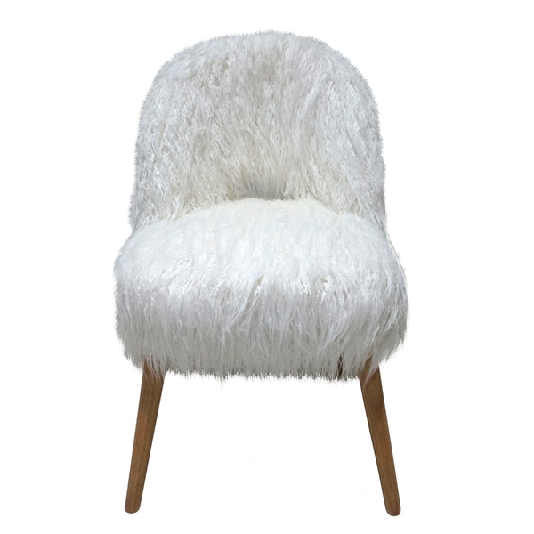 Shop Modern White Curly Faux Fur High-back Accent Chair ...
