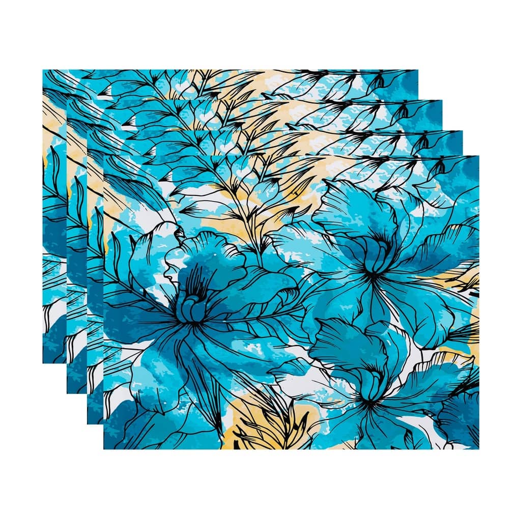 18 x 14 inch Zentangle Floral Print Placemat (Set of 4)