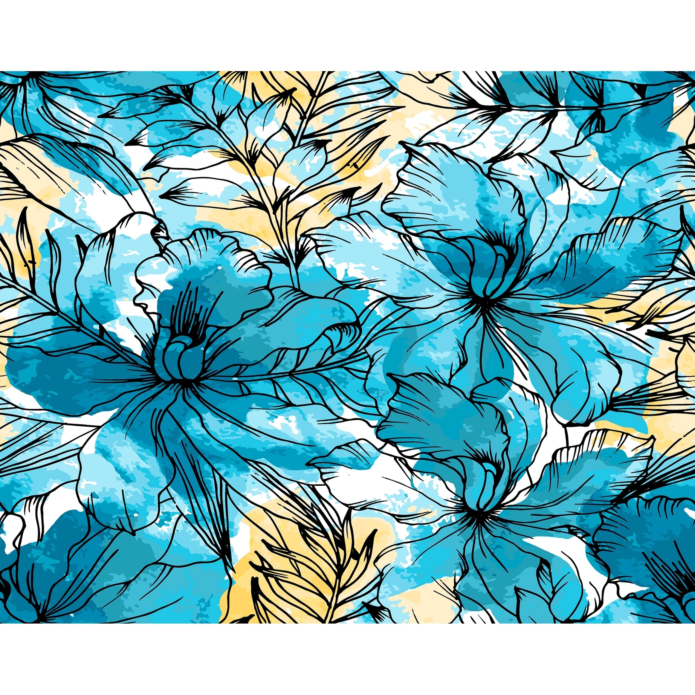 18 x 14 inch Zentangle Floral Print Placemat (Set of 4)