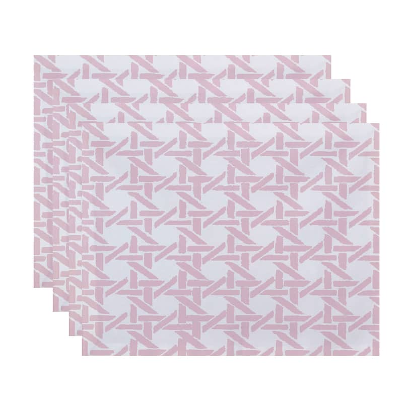 18 x 14 Inch Rattan Geometric Geometric Print Placemat (set of 4) - Pink