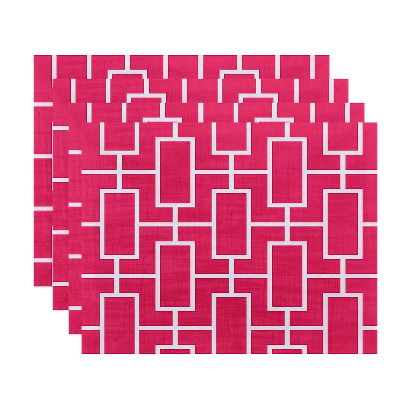18 x 14 Inch Screen Lattice Geometric Print Placemat (set of 4) - Pink