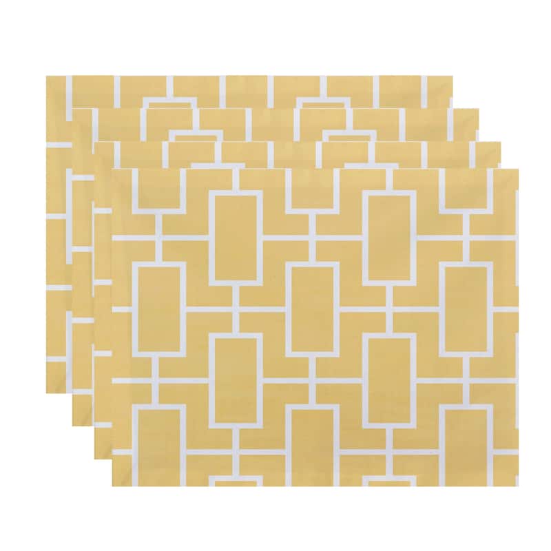18 x 14 Inch Screen Lattice Geometric Print Placemat (set of 4) - Yellow