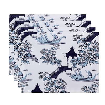 18 x 14 Inch China Old Floral Print Placemat (set of 4)