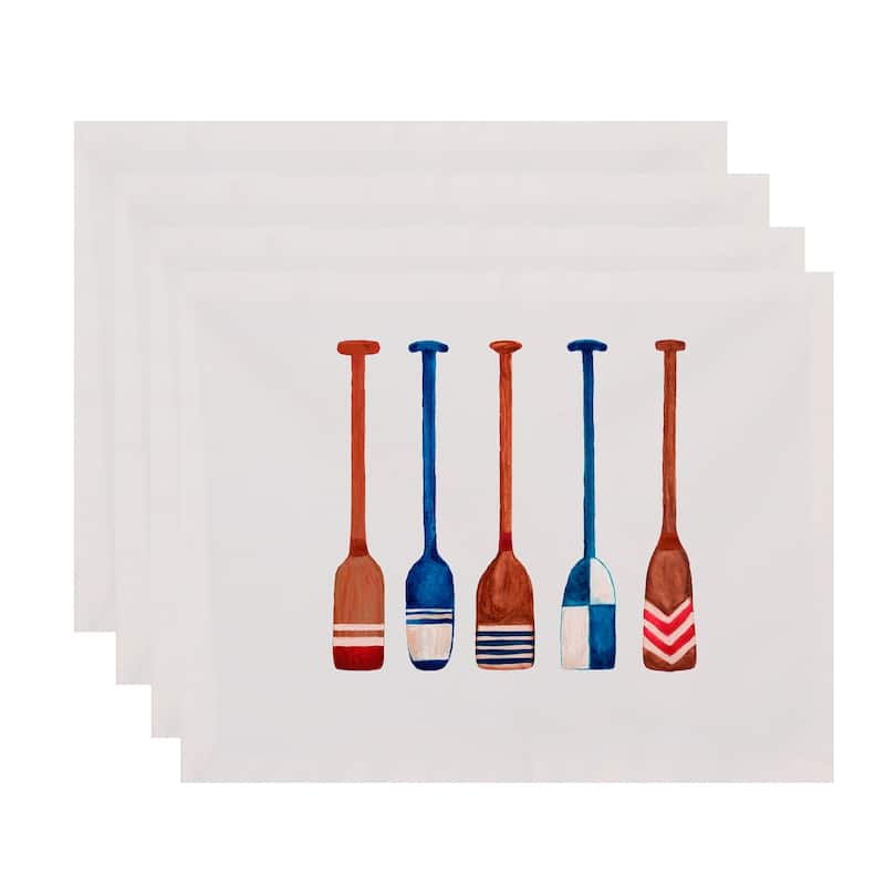 18 x 14 Inch Oar Multi Painted Geometric Print Placemat (Set of 4) - White