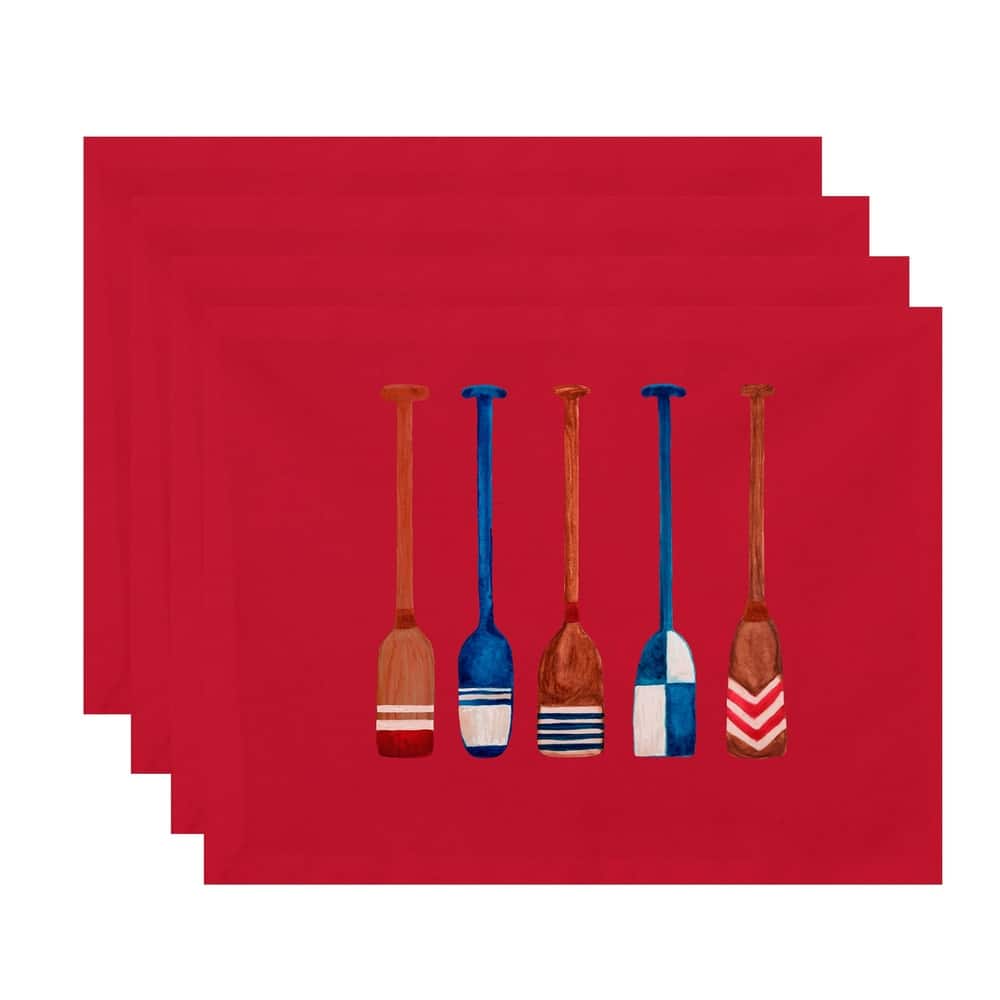 18 x 14 Inch Oar Multi Painted Geometric Print Placemat (Set of 4)