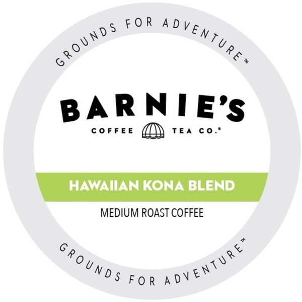 Barnie's Coffee Kitchen Hawaiian Kona Blend Dark Roast Sweet and Bright Single Serve Coffee Cups for Keurig Brewers 22 Count