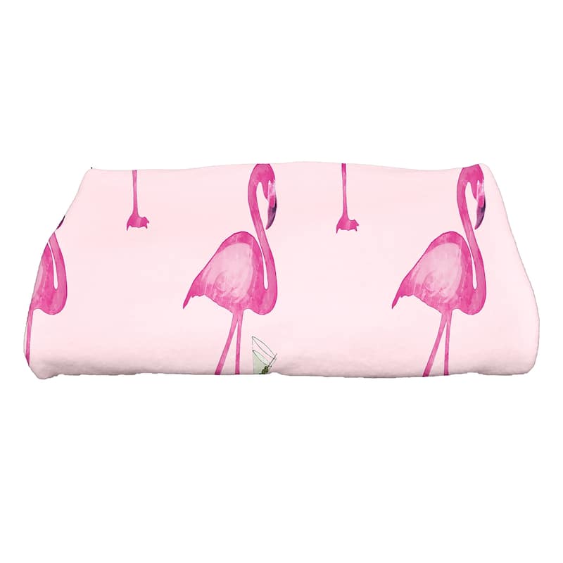 30 x 60 inch Flamingo Fanfare Martini Animal Print Print Bath Towel