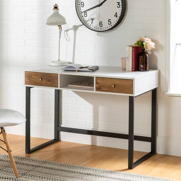 Shop 44 Inch Modern Two Tone Writing Desk With Two Drawers On