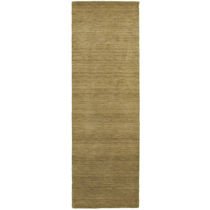 Style Haven Heathered Solid Hand-crafted Plush Wool Area Rug - 2' 6" x 8' - Gold - Runner/Rectangle