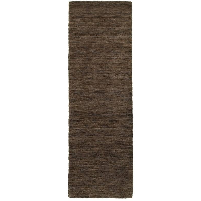 Style Haven Heathered Solid Hand-crafted Plush Wool Area Rug - 2' 6" x 8' - Dark Brown - Runner/Rectangle