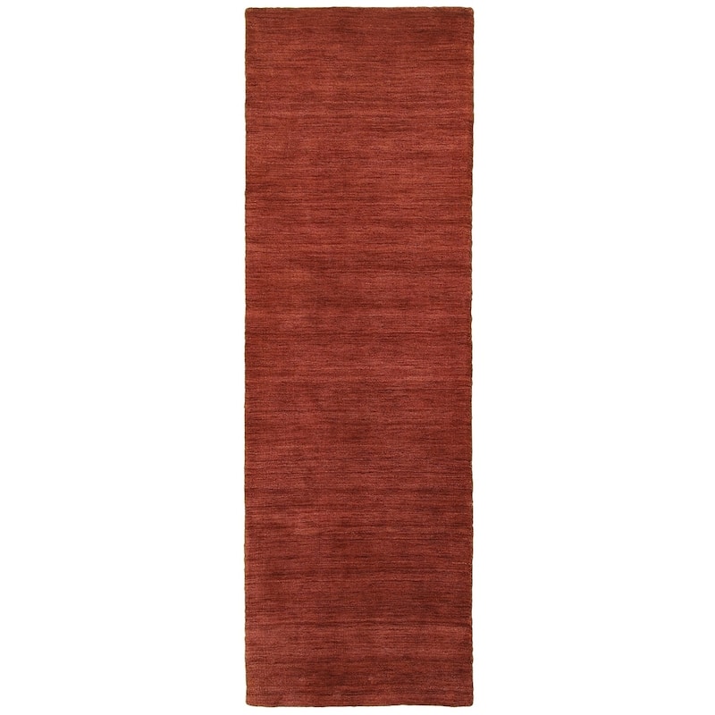 Style Haven Heathered Solid Hand-crafted Plush Wool Area Rug - 2'6" x 8' Runner - Red - Runner/Rectangle