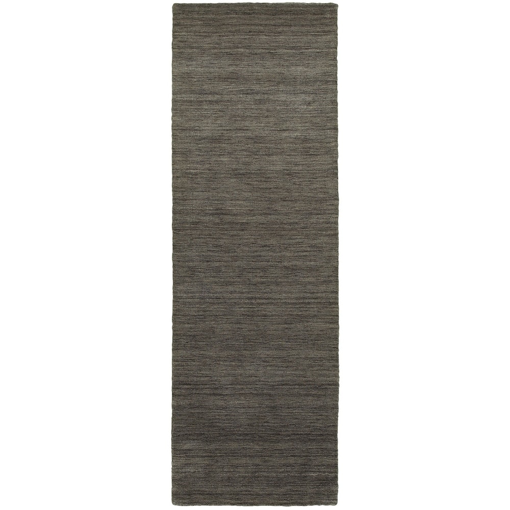 Style Haven Heathered Solid Hand-crafted Plush Wool Area Rug
