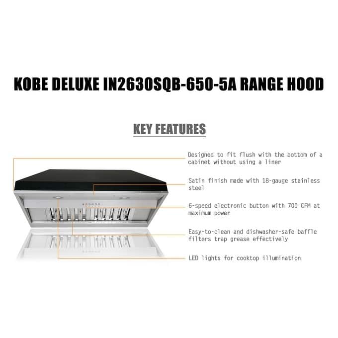 KOBE IN26 SQB-650-5A Deluxe Built-In/ Insert Range Hood - On Sale - Bed ...