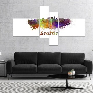 Designart ‘Seattle Skyline’ Cityscape Canvas Artwork Print - Overstock