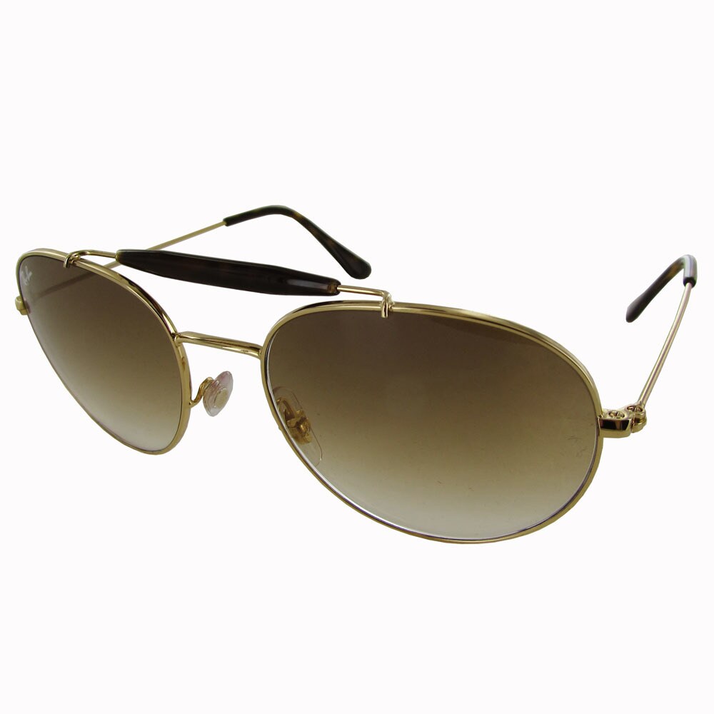 Ray Ban Aviator Rb3540 Mens Gold Frame Brown Lens Sunglasses Overstock