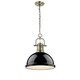 preview thumbnail 2 of 2, Duncan 1 Light Pendant with Chain in Aged Brass with a Black