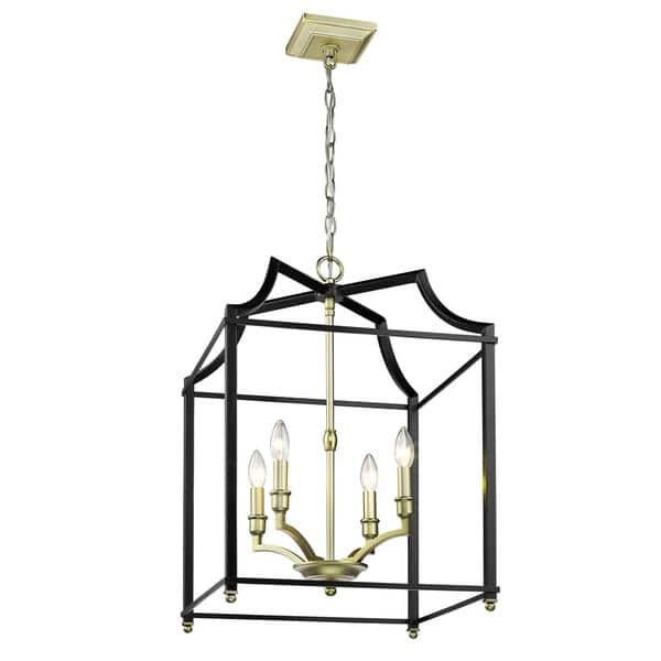 Leighton Sb 4 Light Pendant In Satin Br With Black Leighton Sb 4 Light Pendant In