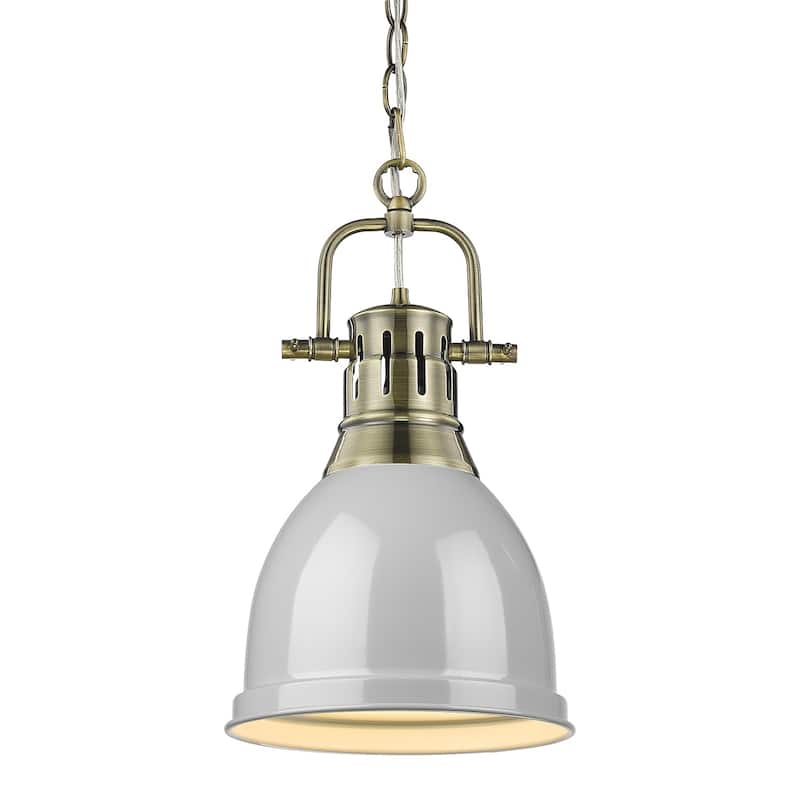 Duncan Mini Pendant with Chain in Aged Brass with an Aged Brass Shade