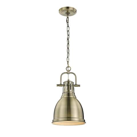 Duncan Mini Pendant with Chain in Aged Brass with an Aged Brass Shade