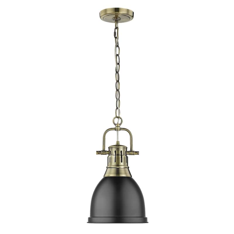 Duncan Mini Pendant with Chain in Aged Brass with an Aged Brass Shade