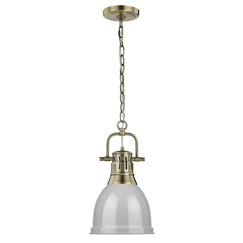 Duncan Mini Pendant with Chain in Aged Brass with an Aged Brass Shade