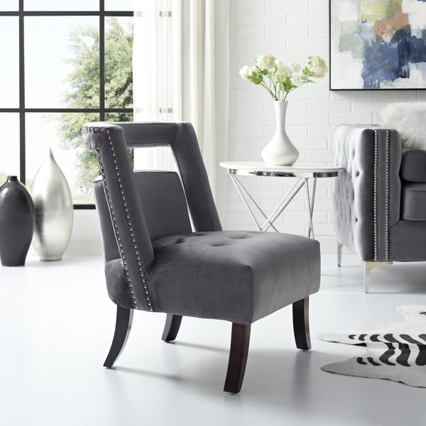 Inspired Home Hockney Accent Slipper Chair Velvet Tufted Inspired Home Hockney Accent Slipper Chair Velvet Tufted Armless