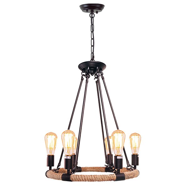 Shop LNC Rustic Rope Chandeliers 6-light Pendant Lighting ...