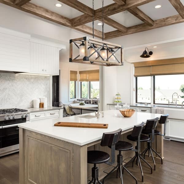 Shop Lnc Rustic Chandelier 4 Light Linear Kitchen Island