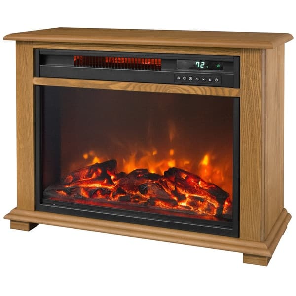 Shop Lifesmart Infrared Medium Fireplace In Oak With Remote Overstock 19739767