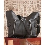 Lauren and Company Double Front Zip Leatherette Cross Body Bag