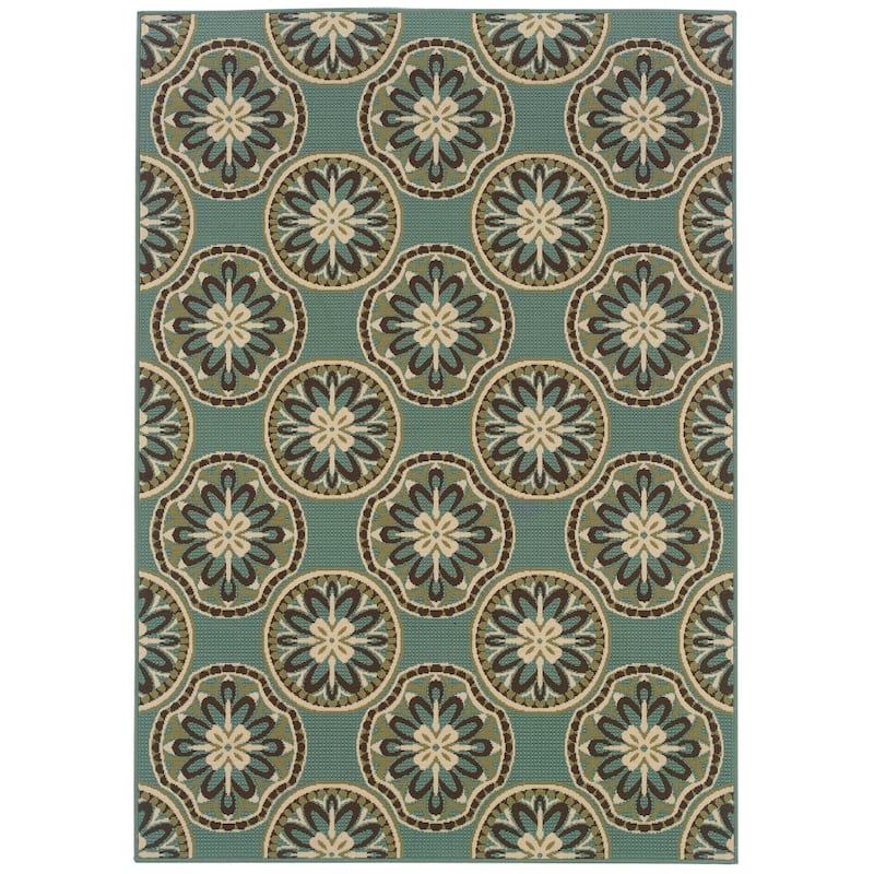 Vista Home Malta Floral Lattice Indoor-Outdoor Area Rug - 5'3" x 7'6" - Blue/Cream