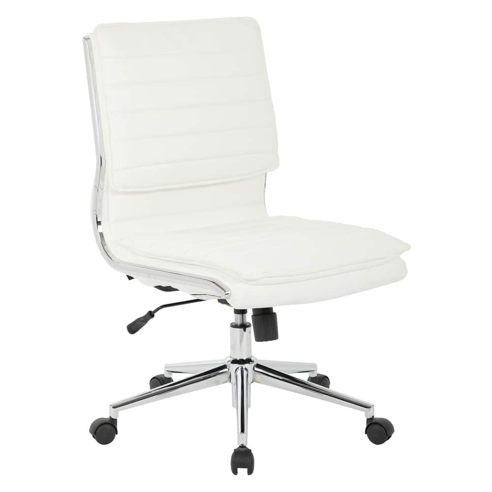Armless Mid Back Professional Managers Faux Leather Chair with Chrome Base