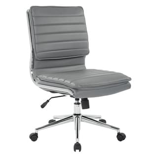 Armless Mid Back Professional Managers Faux Leather Chair with Chrome Base