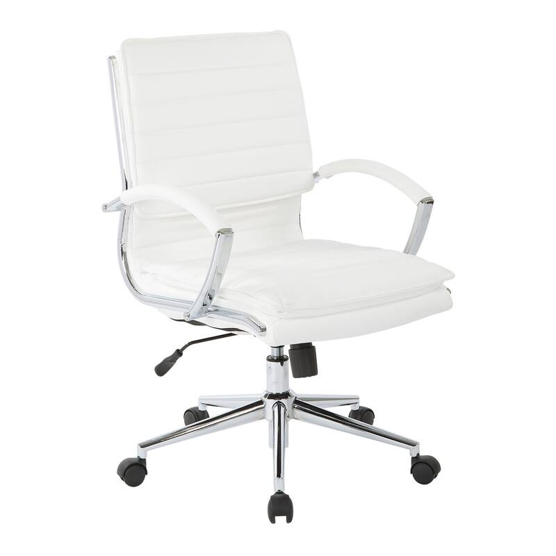Faux Leather Chair/ Chrome Base Mid-back Professional Managers Chair w/ Removable Sleeves