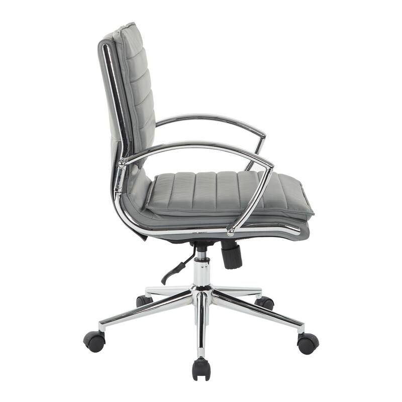 Faux Leather Chair/ Chrome Base Mid-back Professional Managers Chair w/ Removable Sleeves