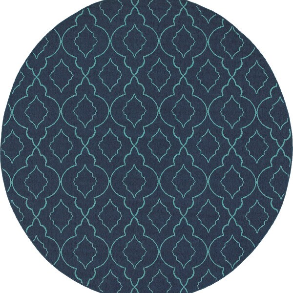 Scalloped Lattice Navy Blue Indoor Outdoor Rug 7 10 Round Scalloped Lattice Navy Blue Indoor Outdoor Rug 7 X27 10 Round