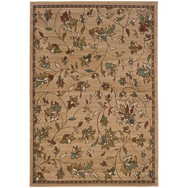 Indoor Gold/ Brown Floral Area Rug (1'10X3'3) - 1'10" x 3'3"