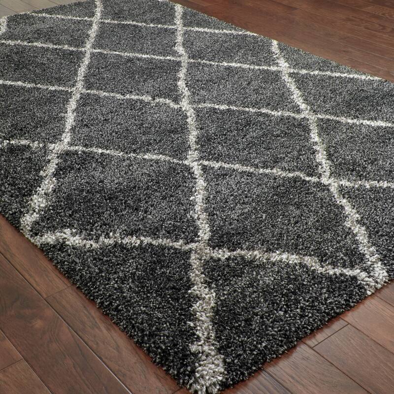 Style Haven Suncrest Charcoal Lattice Shag Area Rug