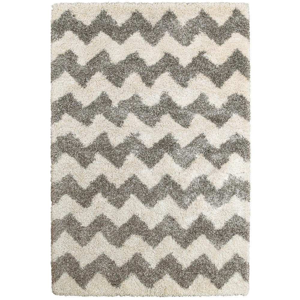 Style Haven Harrison Chevron Stripes Plush Shag Rug